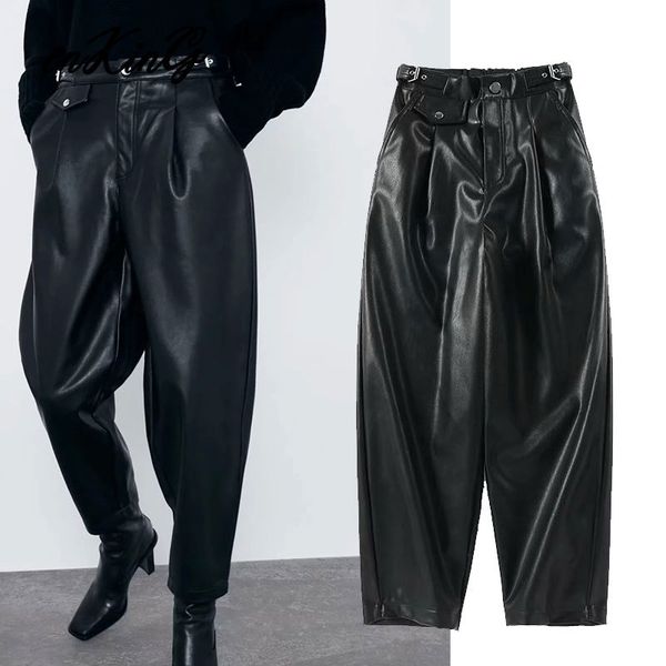 women's pants & capris spring england vintage high waist leather pu harem pantalones mujer pantalon femme trousers women, Black;white
women's pants & capris spring england vintage high waist leather pu harem pantalones mujer pantalon femme trousers women, Black;white