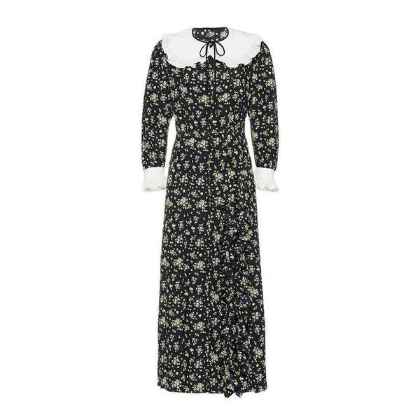fall winter vintage women ruffled floral long dress party clothing doll collar black long-sleeved runway brand casual dresses, Black;gray
fall winter vintage women ruffled floral long dress party clothing doll collar black long-sleeved runway brand casual dresses, Black;gray