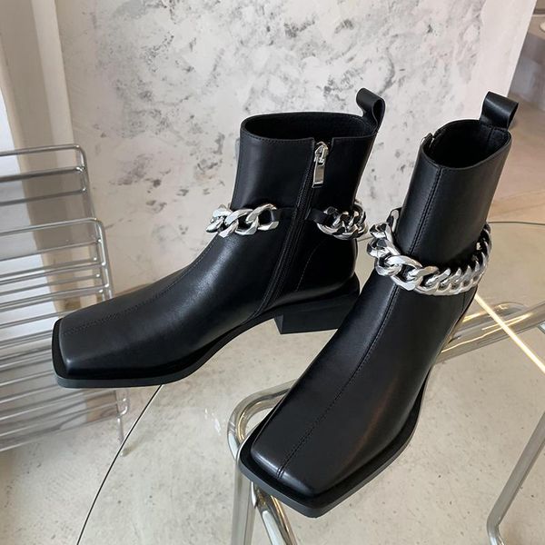 boots punk metal decoration shoes woman 2021 autumn genuine leather med heels pumps female concise working women ankle, Black
boots punk metal decoration shoes woman 2021 autumn genuine leather med heels pumps female concise working women ankle, Black