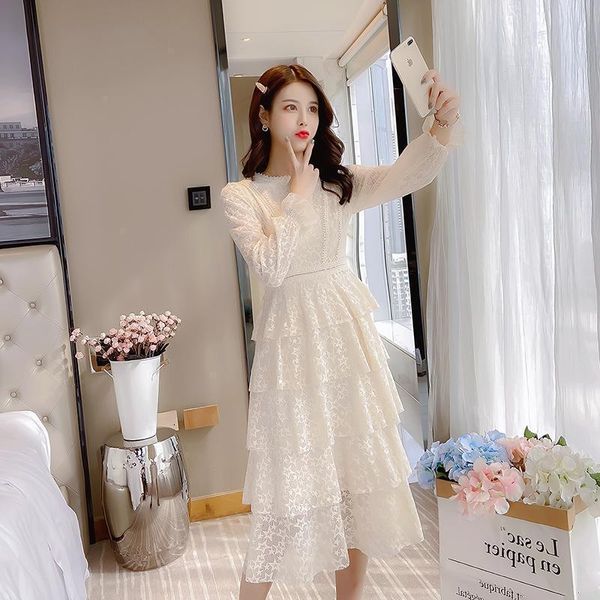 real s 2021 autumn women's waist show thin cake temperament goddess fan star hook flower lace dress casual dresses, Black;gray
real s 2021 autumn women's waist show thin cake temperament goddess fan star hook flower lace dress casual dresses, Black;gray