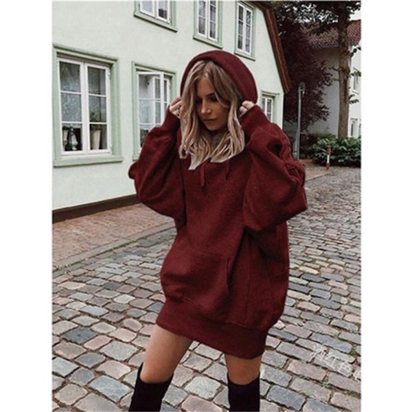 112019 women's solid color pullover hooded loose long sleeve thickened sweater, Black
112019 women's solid color pullover hooded loose long sleeve thickened sweater, Black