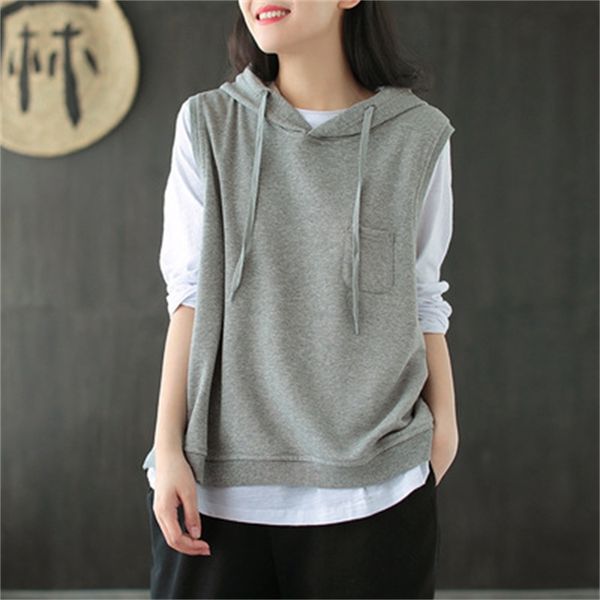 2020 hooded vest spring and autumn wear solid color loose pullover casual sleeveless sweater women's top, Black
2020 hooded vest spring and autumn wear solid color loose pullover casual sleeveless sweater women's top, Black