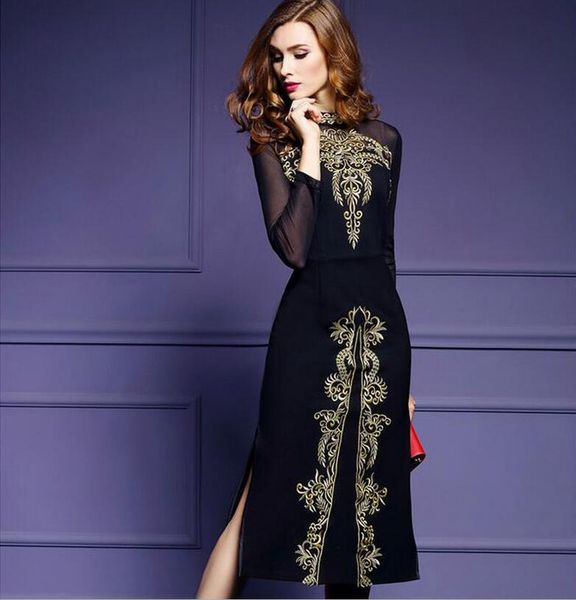 casual dresses 2021 spring women dress mesh long sleeve embroidered split vintage black vestidos s589, Black;gray
casual dresses 2021 spring women dress mesh long sleeve embroidered split vintage black vestidos s589, Black;gray