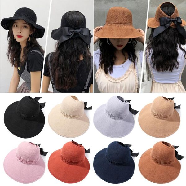 summer foldable bowknot beach hat wide brim empty panama sun outdoor sports casual straw cap visors for women girls hats, Blue;gray
summer foldable bowknot beach hat wide brim empty panama sun outdoor sports casual straw cap visors for women girls hats, Blue;gray