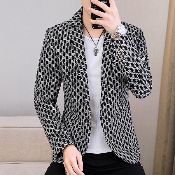 men's suits & blazers 2021 autumn full letter print men fashion long sleeve casual suit jacket slim wedding business street blazer masc, White;black
men's suits & blazers 2021 autumn full letter print men fashion long sleeve casual suit jacket slim wedding business street blazer masc, White;black