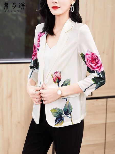 women's suits & blazers mulberry silk suit women summer spring fashion west ol causal loose floral blouse, White;black
women's suits & blazers mulberry silk suit women summer spring fashion west ol causal loose floral blouse, White;black