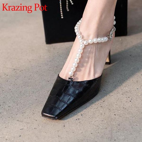 krazing pot full grain leather thick high heel european design pearl beading wedding square toe model cover fashion sandals dress shoes, Black
krazing pot full grain leather thick high heel european design pearl beading wedding square toe model cover fashion sandals dress shoes, Black