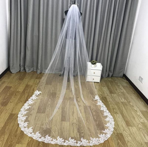 bridal veils real po 3 meter wedding veil one layer lace cathedral white ivory with comb, Black
bridal veils real po 3 meter wedding veil one layer lace cathedral white ivory with comb, Black