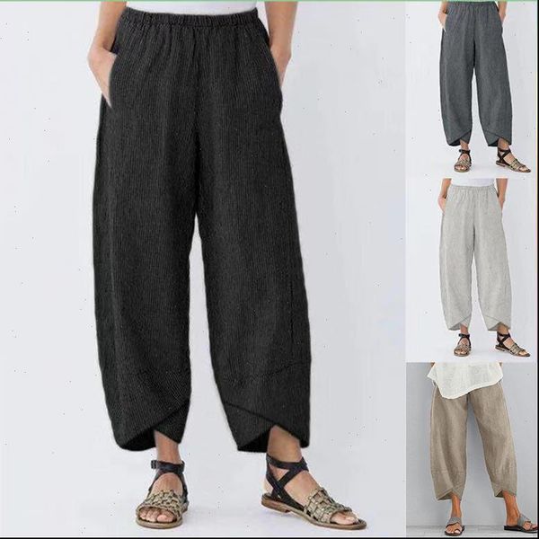 vintage linen summer casual womens capris solid elastic waist wide leg pocket trousers asymmetrical loose harem pantalon, Black;white
vintage linen summer casual womens capris solid elastic waist wide leg pocket trousers asymmetrical loose harem pantalon, Black;white