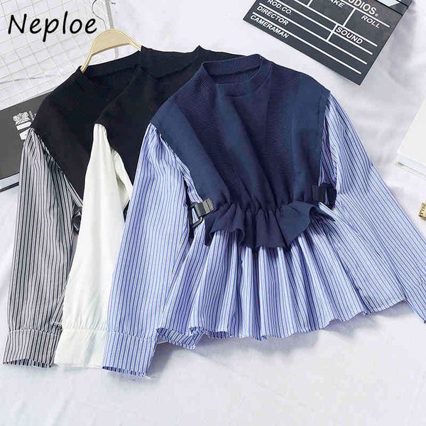 neploe korean o-neck chic fake two piece pullover causal panelled patchwork slim waist knitted cape patchwork women blouse 210423, White;black
neploe korean o-neck chic fake two piece pullover causal panelled patchwork slim waist knitted cape patchwork women blouse 210423, White;black
