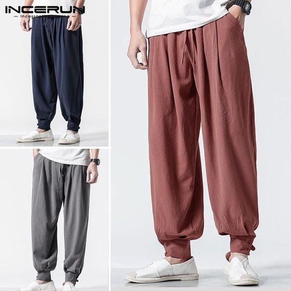 men's pants incerun vintage fashion men harem solid loose cotton casual trousers comfort elastic waist mens sweatpants joggers, Black
men's pants incerun vintage fashion men harem solid loose cotton casual trousers comfort elastic waist mens sweatpants joggers, Black
