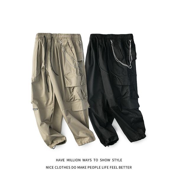 men's pants arrival autumn chain solid high streetwear pocket cargo women's boyfriend style trousers jogger hip hop, Black
men's pants arrival autumn chain solid high streetwear pocket cargo women's boyfriend style trousers jogger hip hop, Black