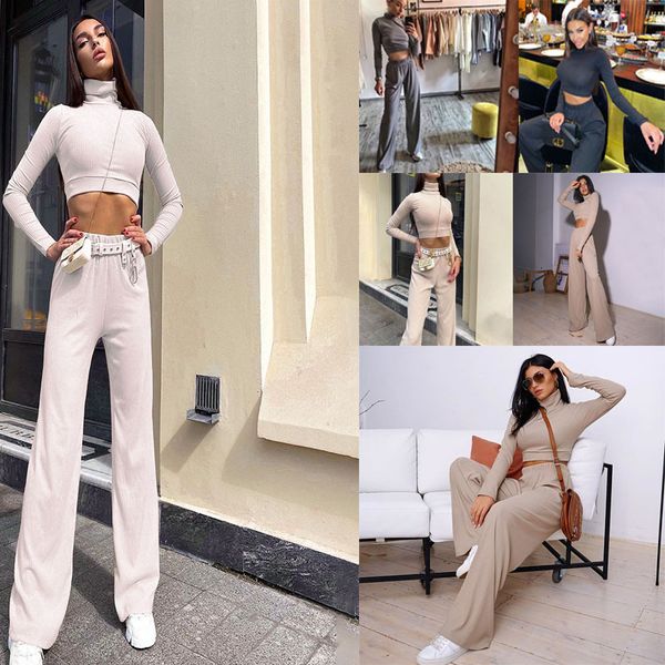 2021 autumn long sleeve high neck wide leg pants set street trendsetter slim fit pants women's two-piece set, Blue
2021 autumn long sleeve high neck wide leg pants set street trendsetter slim fit pants women's two-piece set, Blue