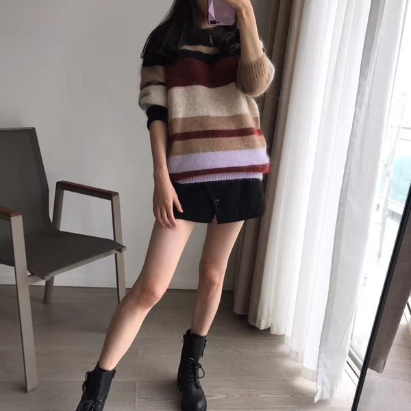 women's sweaters autumn and winter rainbow sweater women loose lazy wind striped dxwf, White;black
women's sweaters autumn and winter rainbow sweater women loose lazy wind striped dxwf, White;black
