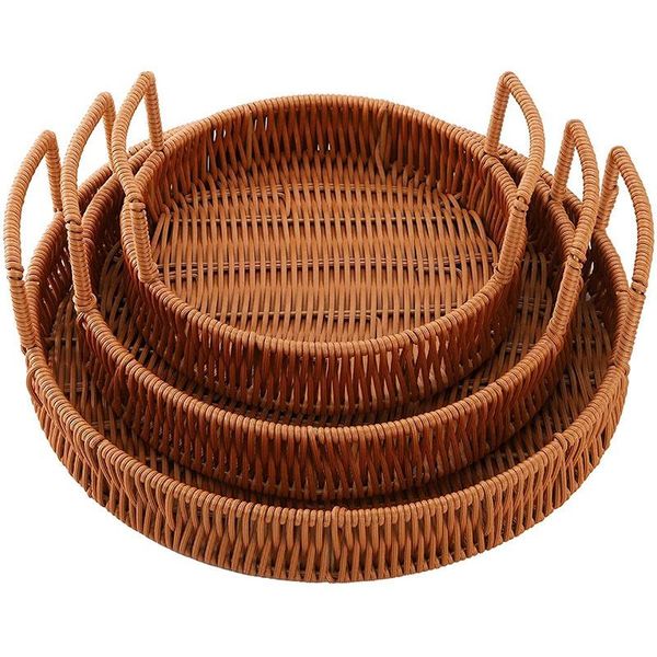 storage baskets 3 pcs woven trays with handles,wicker service baskets,decor round rattan trays,for bread,fruits,vegetables,,etc
storage baskets 3 pcs woven trays with handles,wicker service baskets,decor round rattan trays,for bread,fruits,vegetables,,etc