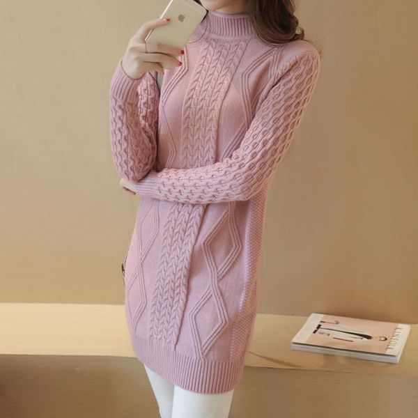 women's sweaters long jumper thick autumn winter half turtleneck solid sleeve ladies casual warm knitted wear for female, White;black
women's sweaters long jumper thick autumn winter half turtleneck solid sleeve ladies casual warm knitted wear for female, White;black