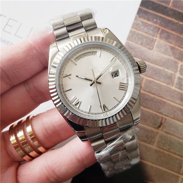 luxury men's 40mm waterproof watch mechanical automatic wristwatch mens business watches gift, Slivery;brown
luxury men's 40mm waterproof watch mechanical automatic wristwatch mens business watches gift, Slivery;brown