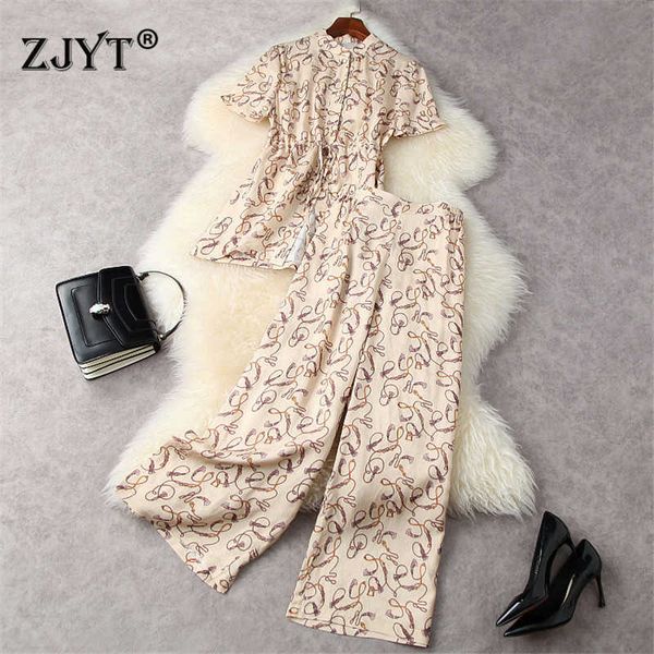 women fashion summer runway 2 piece set elegant short sleeve geometric print blouse and wide leg pants suit holiday outfits 210601, White
women fashion summer runway 2 piece set elegant short sleeve geometric print blouse and wide leg pants suit holiday outfits 210601, White