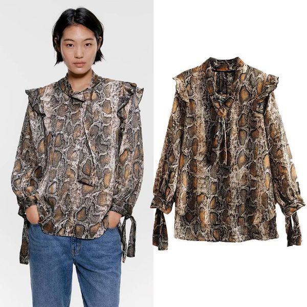 women's blouses & shirts est long-sleeved snakeskin printed chiffon shirt bow ruffles blouse office lady women womens and, White
women's blouses & shirts est long-sleeved snakeskin printed chiffon shirt bow ruffles blouse office lady women womens and, White