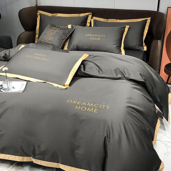 100% cotton luxury bedding set super soft duvet cover 220x240 gray bed linens sets
100% cotton luxury bedding set super soft duvet cover 220x240 gray bed linens sets