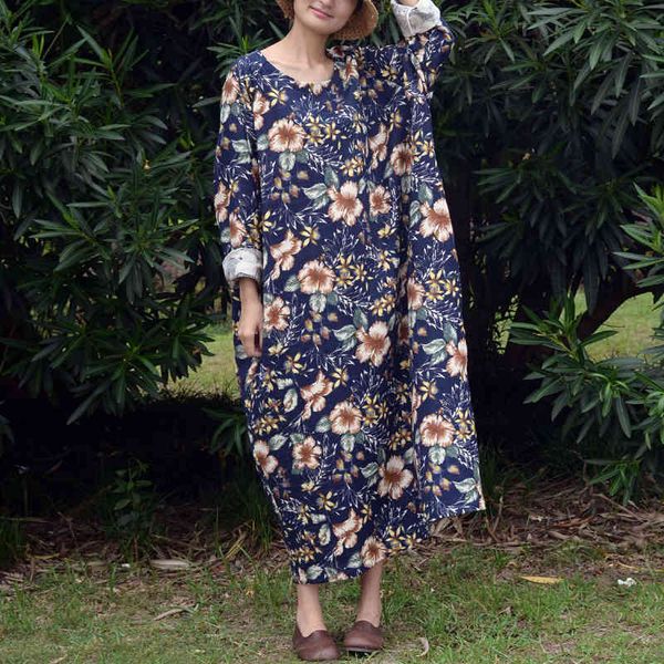 johnature women cotton linen dresses vintage print floral robes spring o-neck long sleeve loose original women cloths 210521, Black;gray
johnature women cotton linen dresses vintage print floral robes spring o-neck long sleeve loose original women cloths 210521, Black;gray