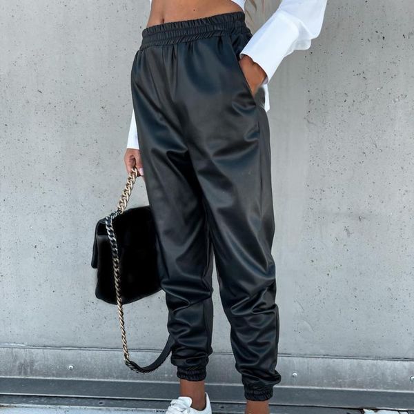 women's pants & capris women trousers faux leather joggers streetwear elegant simple temperament pure color, Black;white
women's pants & capris women trousers faux leather joggers streetwear elegant simple temperament pure color, Black;white