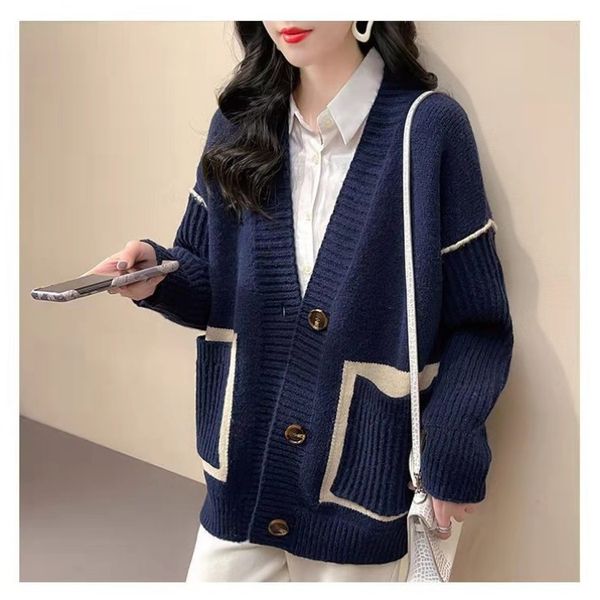 luxury ets sweater coat women's 2021 loose lazy style, wear spring autumn knitted cardigan and versatile top, Black;brown
luxury ets sweater coat women's 2021 loose lazy style, wear spring autumn knitted cardigan and versatile top, Black;brown