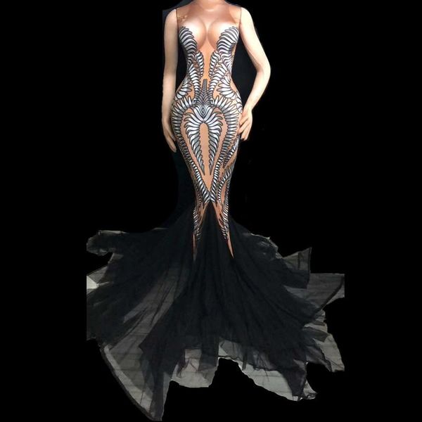 nightclub party singer costume dresses black mesh trains long dress birthday celebrate outfit performance stretch dance casual, Black;gray
nightclub party singer costume dresses black mesh trains long dress birthday celebrate outfit performance stretch dance casual, Black;gray