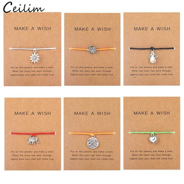 charm bracelets lucky red string adjustable rope bracelet make a wish paper card love tree elephant jewelry gift for women men, Golden;silver
charm bracelets lucky red string adjustable rope bracelet make a wish paper card love tree elephant jewelry gift for women men, Golden;silver