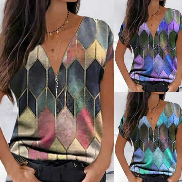 women's t-shirt 45# fashion t shirt casual short-sleeve ziper colorful pattern printed tie-dye ladies camisetas de mujer, White
women's t-shirt 45# fashion t shirt casual short-sleeve ziper colorful pattern printed tie-dye ladies camisetas de mujer, White