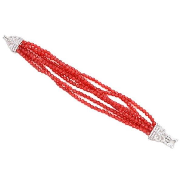 beaded, strands jk 8'' 7 rows red jade gems stone bracelet cz clasp, Black 
beaded, strands jk 8'' 7 rows red jade gems stone bracelet cz clasp, Black
