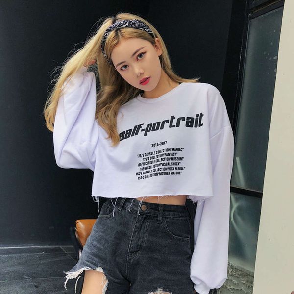 women's sweaters hoodies letter print short open navel korean loose long sleeve high waisted sweater for autumn female student 94pt, White;black
women's sweaters hoodies letter print short open navel korean loose long sleeve high waisted sweater for autumn female student 94pt, White;black