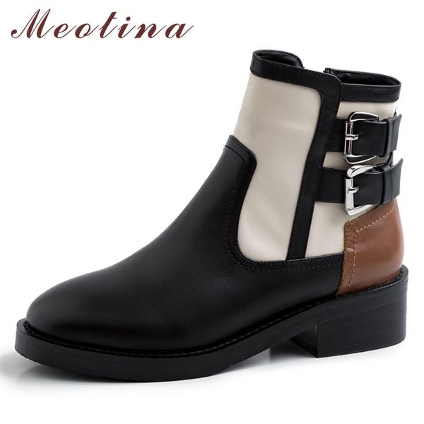 winter ankle boots women natural genuine leather zipper block heel short buckle mixed colors shoes lady fall 33-40 210517, Black
winter ankle boots women natural genuine leather zipper block heel short buckle mixed colors shoes lady fall 33-40 210517, Black