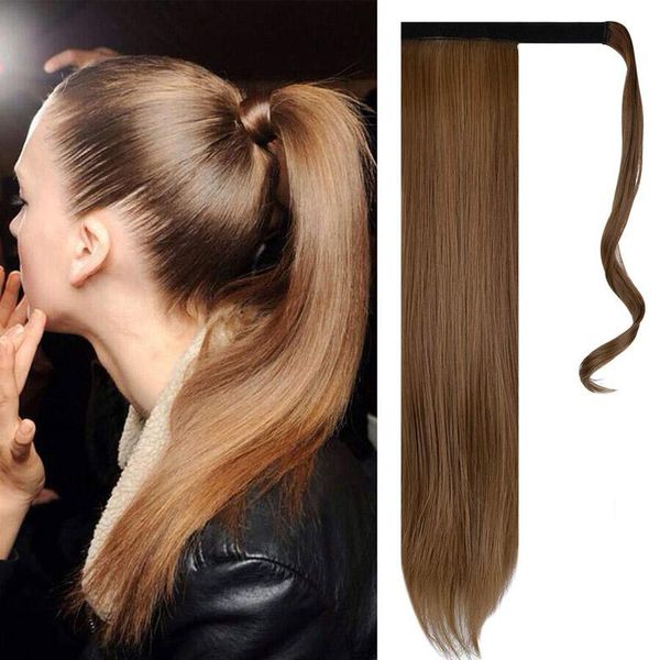 synthetic wigs 22''long silky straight ponytails clip in pony tail heat resistant fake hair wrap round hairpiece, Black
synthetic wigs 22''long silky straight ponytails clip in pony tail heat resistant fake hair wrap round hairpiece, Black