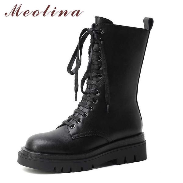 meotina motorcycle boots women shoes real leather platform high heel mid-calf boots zip lace up block heels short boots lady 40 210608, Black
meotina motorcycle boots women shoes real leather platform high heel mid-calf boots zip lace up block heels short boots lady 40 210608, Black