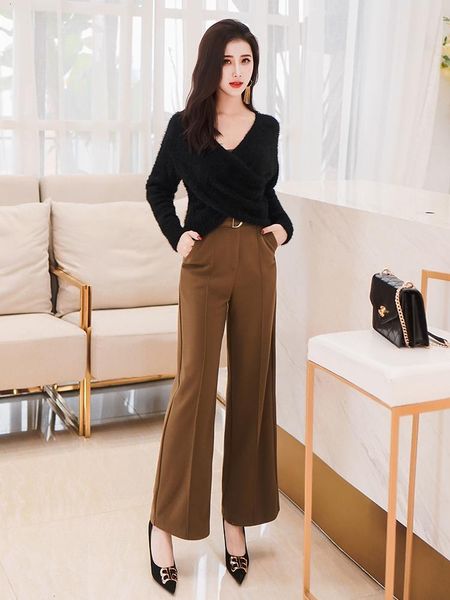 women's pants & capris female autumn winter high waist straight woolen casual wool pant office lady wide leg trousers, Black;white
women's pants & capris female autumn winter high waist straight woolen casual wool pant office lady wide leg trousers, Black;white