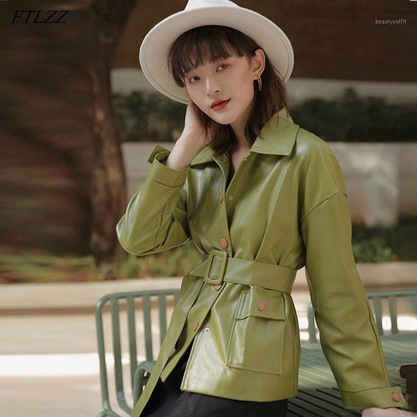 spring women pu leather motorcycle jacket female vintage solid color jackets ladys with belt green coat women's & faux, Black
spring women pu leather motorcycle jacket female vintage solid color jackets ladys with belt green coat women's & faux, Black