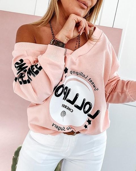 women's hoodies & sweatshirts letter print sweatshirt women v-neck long sleeve, Black
women's hoodies & sweatshirts letter print sweatshirt women v-neck long sleeve, Black