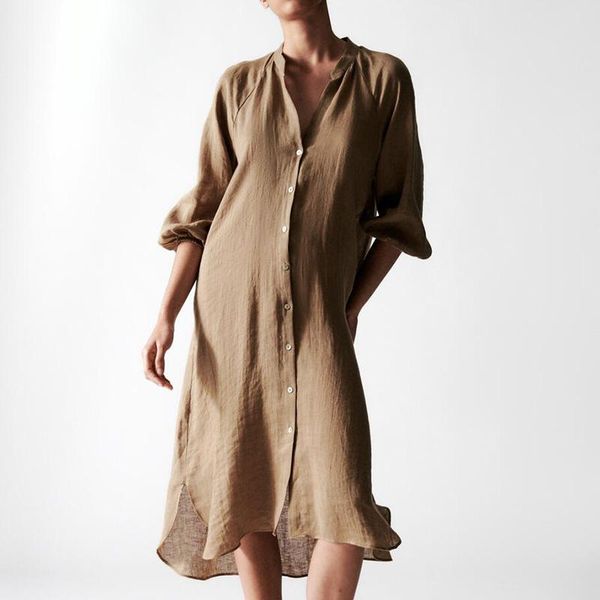 casual dresses fashion spring v neck women elegant loose split midi solid dress three quarter single breasted ladies, Black;gray
casual dresses fashion spring v neck women elegant loose split midi solid dress three quarter single breasted ladies, Black;gray