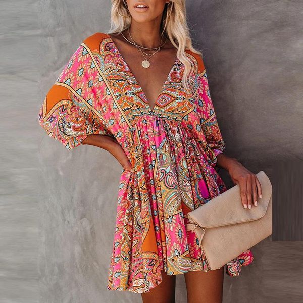 casual dresses 2021 women summer retro dress v-neck bohemian mini open back print charming loose beach, Black;gray
casual dresses 2021 women summer retro dress v-neck bohemian mini open back print charming loose beach, Black;gray