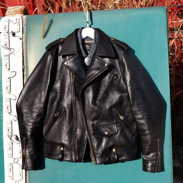 men's leather & faux italy batiks cowhide short 613 inclined zipper motorcycle jacket, Black
men's leather & faux italy batiks cowhide short 613 inclined zipper motorcycle jacket, Black