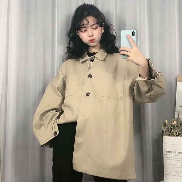 women's jackets single breasted summer women turn down collar long sleeve boyfriend jacket coat solid oversize vintage outwear 2021 x22, Black;brown
women's jackets single breasted summer women turn down collar long sleeve boyfriend jacket coat solid oversize vintage outwear 2021 x22, Black;brown