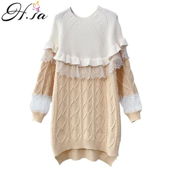 h.sa winter lace sweater women tunic twist basic dresses knitted long sleeve fall khaki party dress 210417, White;black
h.sa winter lace sweater women tunic twist basic dresses knitted long sleeve fall khaki party dress 210417, White;black