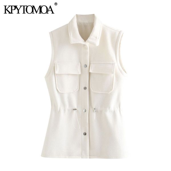 women fashion with drawstring woolen waistcoat vintage sleeveless pockets female vest coat chic 210416, Black;white
women fashion with drawstring woolen waistcoat vintage sleeveless pockets female vest coat chic 210416, Black;white