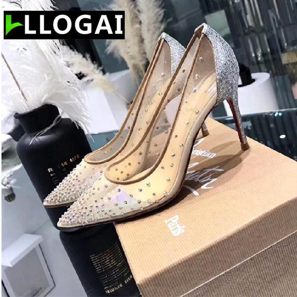 dress shoes wedding 2021 summer crystal women's pumps mesh rhinestone stiletto pointed red bottom high heels shallow mouth, Black
dress shoes wedding 2021 summer crystal women's pumps mesh rhinestone stiletto pointed red bottom high heels shallow mouth, Black