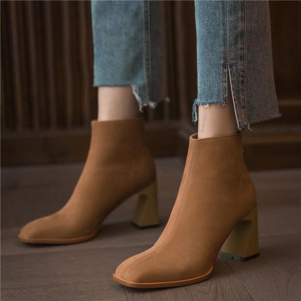 boots classic ankle for women genuine leather hoof heel short lady casual brown black autumn winter party shoes woman
boots classic ankle for women genuine leather hoof heel short lady casual brown black autumn winter party shoes woman