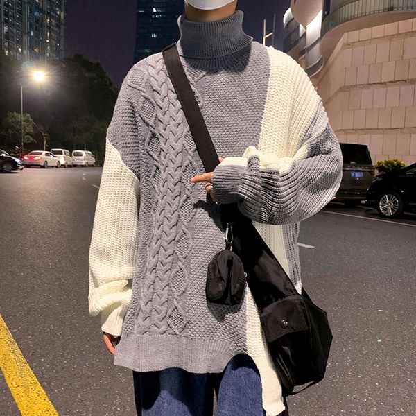 men's sweaters mens turtle neck jumper winter warm knit sweater cable causal loose fit knitted pullover color block korean streetwear c, White;black
men's sweaters mens turtle neck jumper winter warm knit sweater cable causal loose fit knitted pullover color block korean streetwear c, White;black
