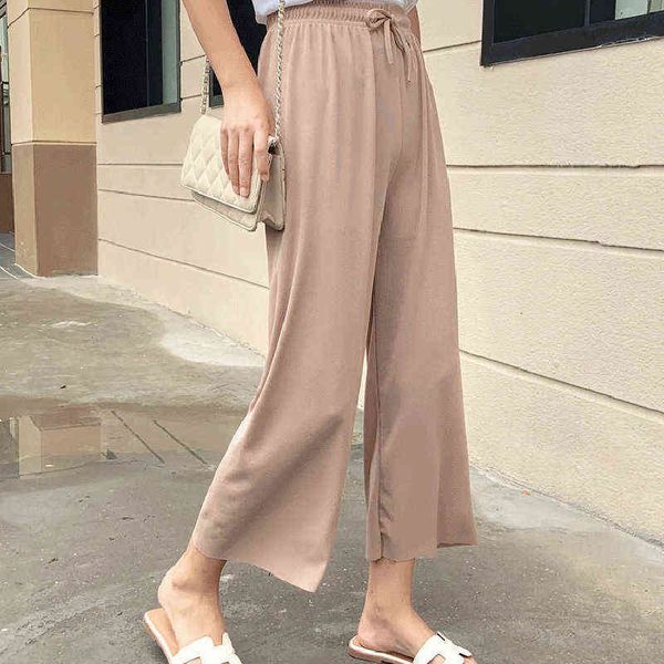 women's leggings knitting thin pure color wide leg 2022 fashion sports women's trousers belt casual pants drape feeling, Black
women's leggings knitting thin pure color wide leg 2022 fashion sports women's trousers belt casual pants drape feeling, Black