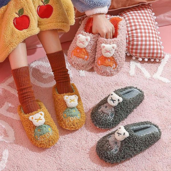 slippers cotton female winter home indoor household warm plush bear couple shoes for men soft bottom cartoon cute, Black
slippers cotton female winter home indoor household warm plush bear couple shoes for men soft bottom cartoon cute, Black