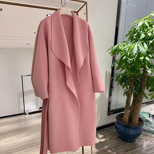 women's wool & blends 100% coat ol elegant lace up loose pink double-faced coats long women year jacket outwear, Black
women's wool & blends 100% coat ol elegant lace up loose pink double-faced coats long women year jacket outwear, Black